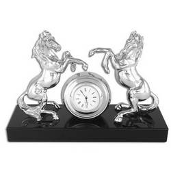 Часы настольные Кони, серебро 925 пробы, Италия
