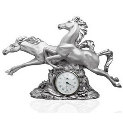 Настольные часы "Бег времени", серебро 925 пробы, Италия