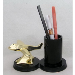 Настольный набор Авиатор с подставкой для ручек, покрытие - золото 24 карата, Италия