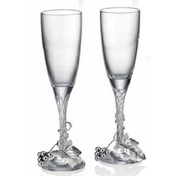 Набор из 2-х фужеров для шампанского "Grappolo", хрустальное стекло, покрытие - серебро, Италия