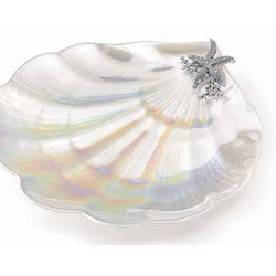 Декоративная тарелочка-ракушка под драгоценности,стекло, перламутр, серебро, Италия