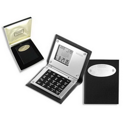 Калькулятор многофункциональный: часы-будильник, календарь, мировое время, кожаный футляр, Шотландия