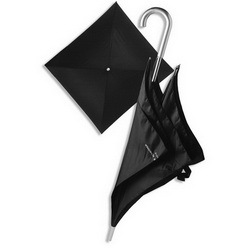 Зонт-трость JEAN-LOUIS SCHERRER Silver square квадратный с алюминиевой ручкой, черный