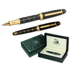 Ручка роллер Bossert&Erhard Нефть, серебро, эмаль, в подарочной коробке, золотистый