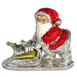 Статуэтка Дед Мороз с елкой, h7,5 см, отделка-серебро, Италия