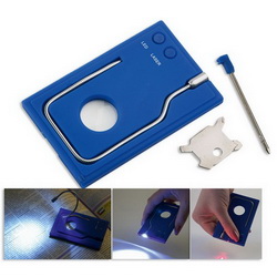 Мультиинструмент с фонарем на гибком шнуре, лазерной указкой, лупой, ручкой и отверткой, синий