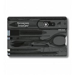 Набор дорожный Swiss Card в футляреVictorinox, 11 функций - черный транспарент