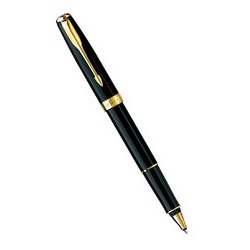 Ручка Parker Sonnet Laque Black GT роллер,(корпус-латунь,лак, отделка-позолота 23К), черный