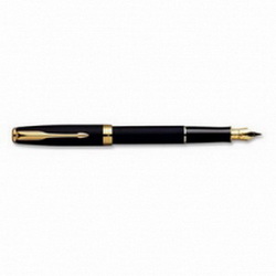Ручка Parker Sonnet Laque Black GT перьевая(перо-золото 18К,корпус-латунь,лак,отделка позолота 23К), черный