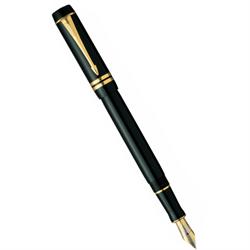 Ручка Parker Duofold Black GT перьевая( перо-золото 18К с отделкой-платина, корпус-акрил с позолоченной отделкой 23К) в деревянной коробке, черный