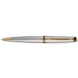 Ручка Waterman Expert 3 Stainless Steel GT, шариковая (корпус - нержавеющая сталь, отделка - позолота), цвет серебристый