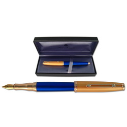 Ручка перьевая Flavio Ferrucci Tramonto в подарочной коробке, отделка-позолота, перо 18К, цвет синий