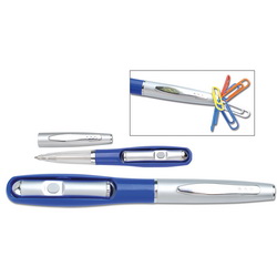 Ручка шариковая с фонариком и магнитом, металл, пластик, цвет синий