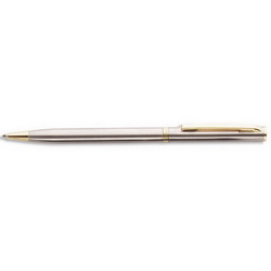 Ручка шариковая Slim, металл, серебристый с золотистыми деталями