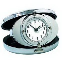 Часы - будильник дорожные, металл, серебристый