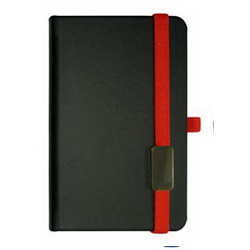 Записная книжка LANYBOOK TUCSON (240 cтр.), тонированный блок в линейку, держатель для ручки, резинка с шильдом красная, цвет черный