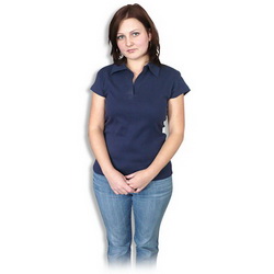 Рубашки-поло L женская 100% хлопок, плотность 205 г/кв.м, темносиний