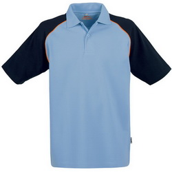 Рубашка-поло XL с цветными рукавами реглан, 100% хлопок, пике, плотность 200-220 г/кв.м, голубой