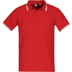 Рубашка-поло, S, с контрастной отделкой на воротнике и манжетах, 100% хлопок, плотность 180 г/кв.м, цвет красный