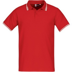 Рубашка-поло M,с контрастной отделкой на воротнике и манжетах 100% хлопок, плотность 180 г/кв.м, цвет красный