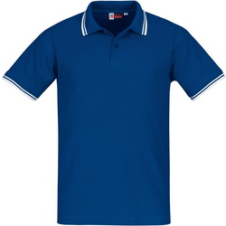 Рубашка-поло, S, с контрастной отделкой на воротнике и манжетах, 100% хлопок, плотность 180 г/кв.м, цвет синий