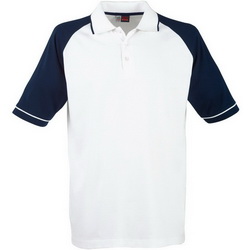 Рубашка-поло, L, с цветными рукавами реглан, 100% хлопок, плотность 180 г/кв.м, цвет бело-темно-синий