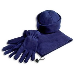 Шапка, шарф и перчатки из флиса, темно-синий