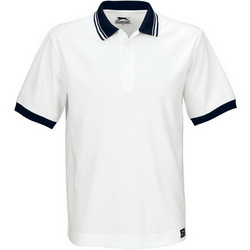 Рубашка-поло М, хлопок 100 %, с контрастной отделкой на воротнике и манжетах, плотность 200-220г/кв.м, цвет белый