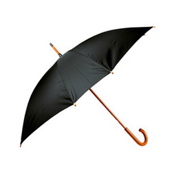 Зонт-трость квадратный с деревянной ручкой, цвет черный