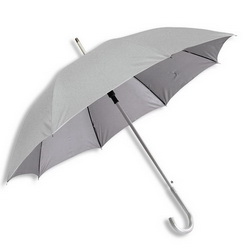 Зонт - трость - полуавтомат двухцветный с алюминиевой ручкой, серый