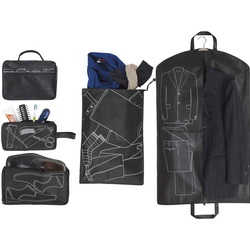 Набор для путешествий: портплед, сумка для обуви, сумка для одежды, косметичка, чехол для белья, нетканый материал 80 г/кв.м, цвет черный