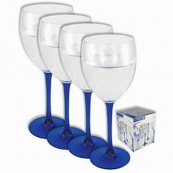 Набор из 4-х бокалов для вина Лагуна, 350 мл, стекло, Франция, синий