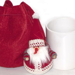 Набор Дед Мороз: кружка,260 мл,фарфор и мягкая игрушка, текстиль., цвет красный