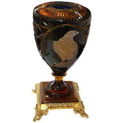 Ваза "Орел" h41 см, хрусталь, ручная работа (гравировка по стеклу), позолота, в подарочной коробке, Италия
