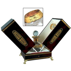 Набор для коньяка "Император": графин и 2 бокала, хрусталь, в подарочной коробке, дерево, велюр, отделка - позолота, Испания