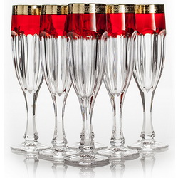 Набор для шампанского "Рубин": 6 бокалов по 150 мл, хрусталь, Чехия, в подарочной упаковке