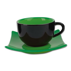 Чайнная пара Лестер, 200 мл, фарфор, цвет черно- зеленый