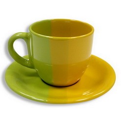 Чайная пара Спектр, 220 мл, желто-зеленая, керамика, Румыния, зелены