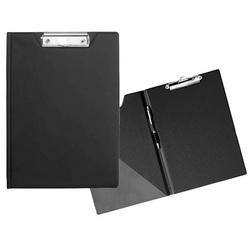 Папка-планшет с прижимным механизмом двойная, пластик, цвет черный
