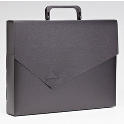 Папка-портфель без замка, 4см, пластик, цвет черный