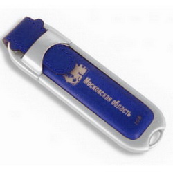 Флэш-карта USB, 2 GB, с клипом, кожа, металл, синий