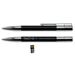Ручка-флэш-карта USB, 4Gb, металл, лак, цвет  черный
