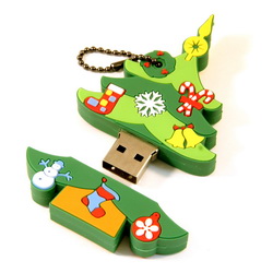 Флэш-карта USB Ёлочка, 4Gb, ПВХ, цвет зеленый