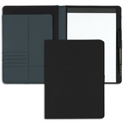 Блокнот с обложкой из винила c кармашками для визиток, 40 листов, ручка в комплекте, цвет черный