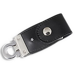Флэш-карта USB, 8Gb, с клипом, кожа, металл, черный