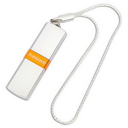 Флэш-карта USB Transcend, 16Gb, металлический корпус, цвет оранжевый