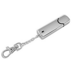 Флэш-карта USB, 4Gb, металлический корпус, с карабином, серебристый