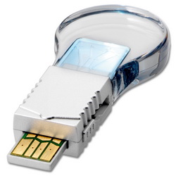 Флэш-карта USB, 2Gb Лампочка с подсветкой при подключении, пластик, цвет прозрачный