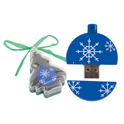Флэш-карта USB, 4Gb "Новогодняя игрушка", ПВХ, в подарочной упаковке, пластик, цвет синий