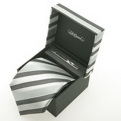 Галстук и заколка для галстука в подарочной коробке, цвет серый